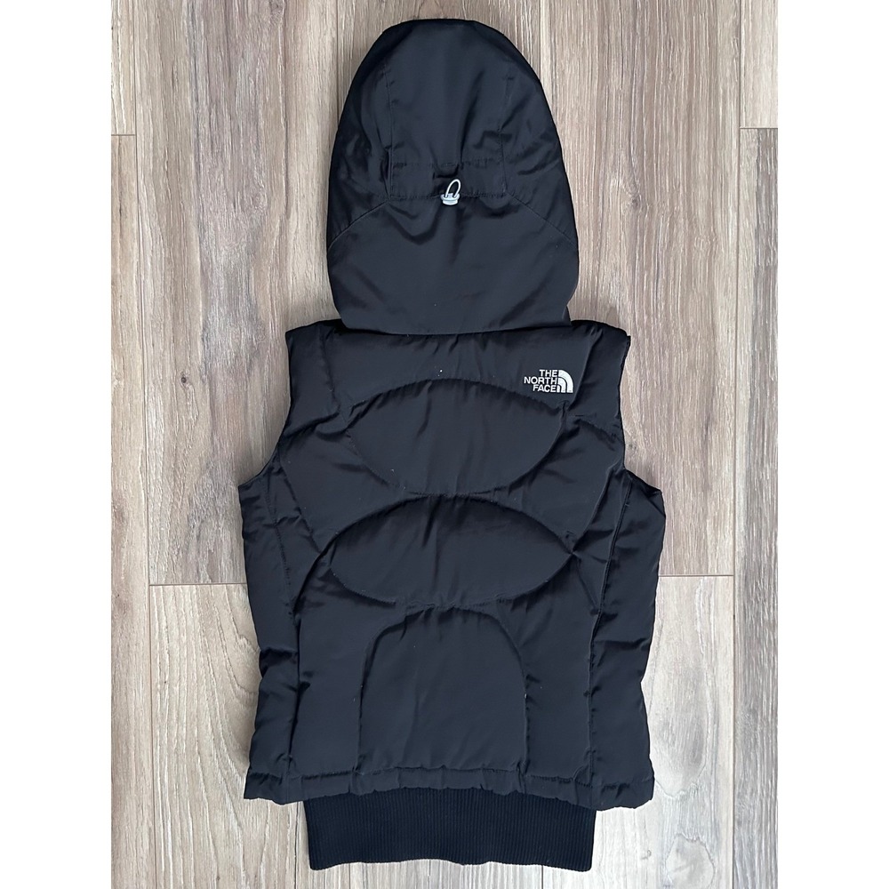 North Face Prodigy 600 Down Puffer Vest Black Faux Fur Hood Womens XS Gorpcore - Picture 2 of 7